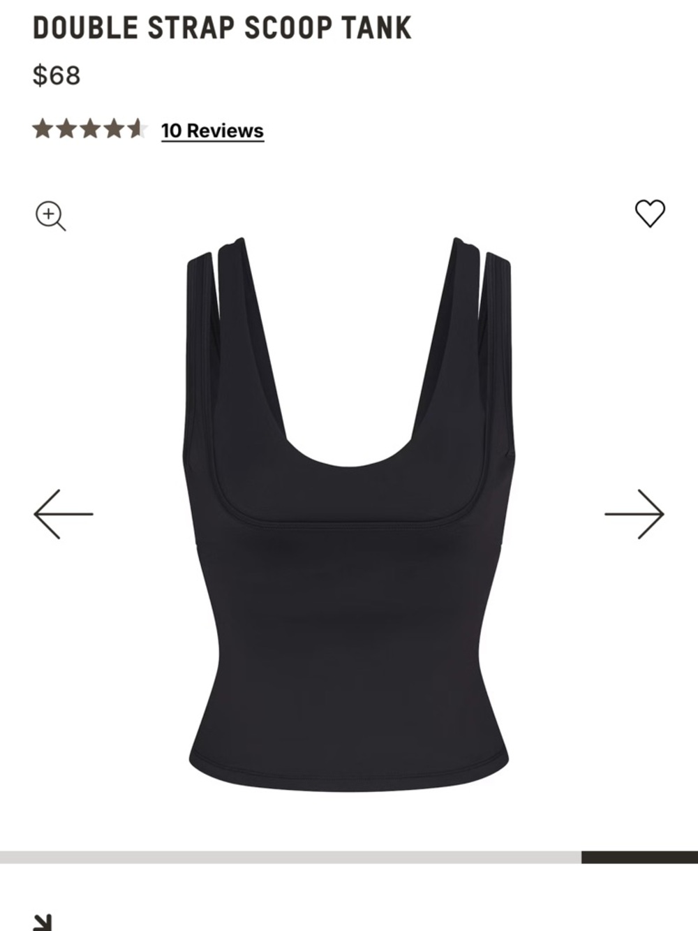Nike Skims Double Strap Scoop Tank in obsidian